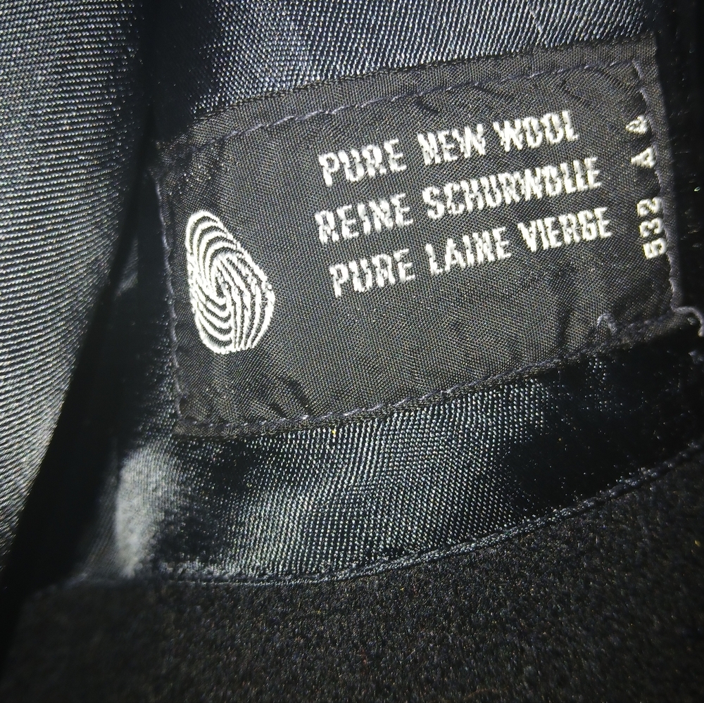 Vintage Classic Pure Wool Mens Black Overcoat 44R - Picture 7 of 8